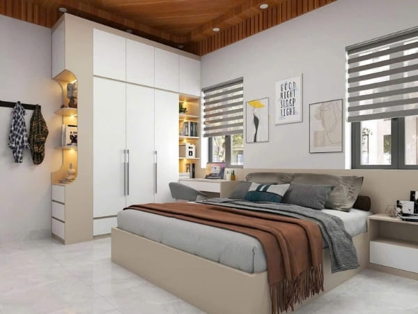 Combo giường bọc nệm + tủ áo thiết kế